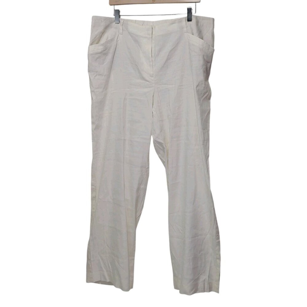 J.Jill Linen / Rayon Stretch Pants Women's Size 20 Off White Color (READ DESCRIP